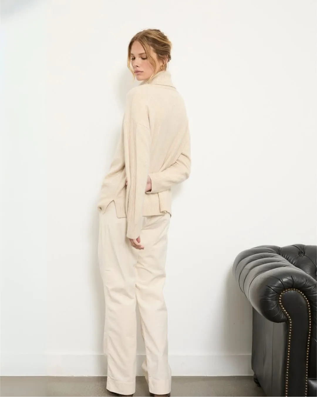 Pull col roulé oversize – Écru – pull, vue 2