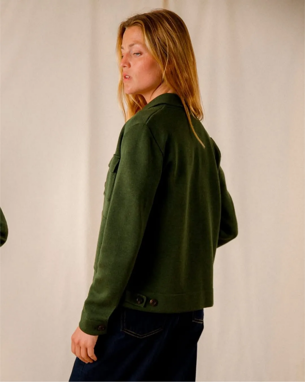 Veste-chemise en laine – Vert kaki