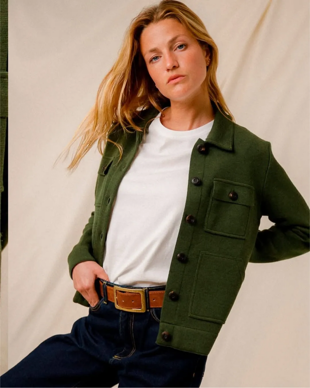 Veste-chemise en laine – Vert kaki – veste, vue 2