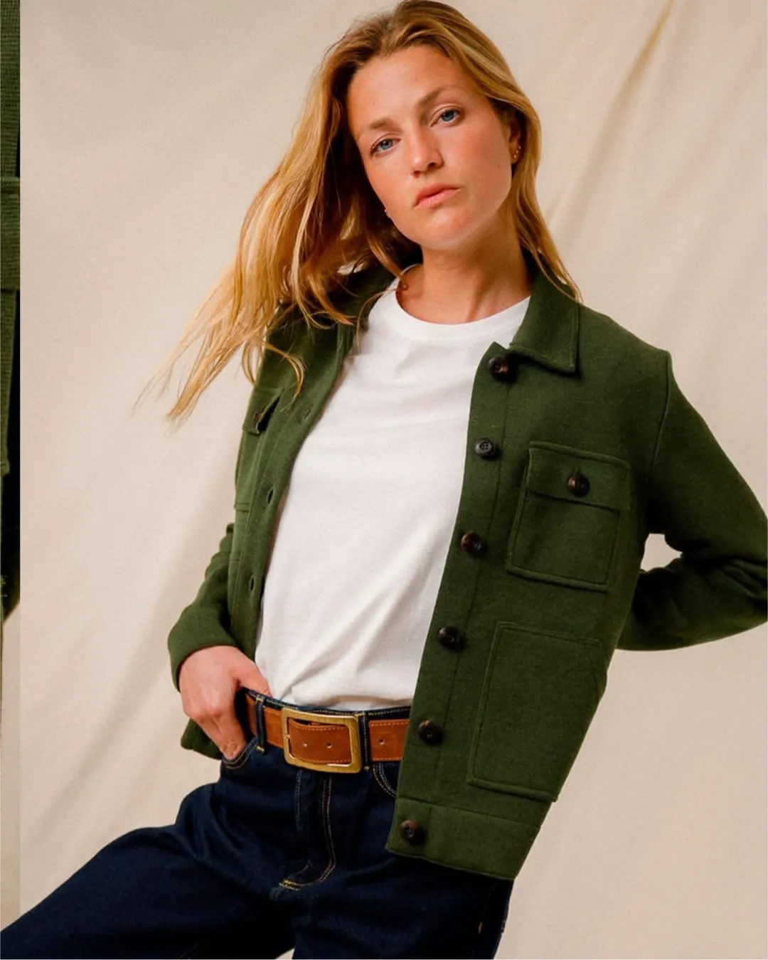 Veste-chemise en laine – Vert kaki – veste, vue 2