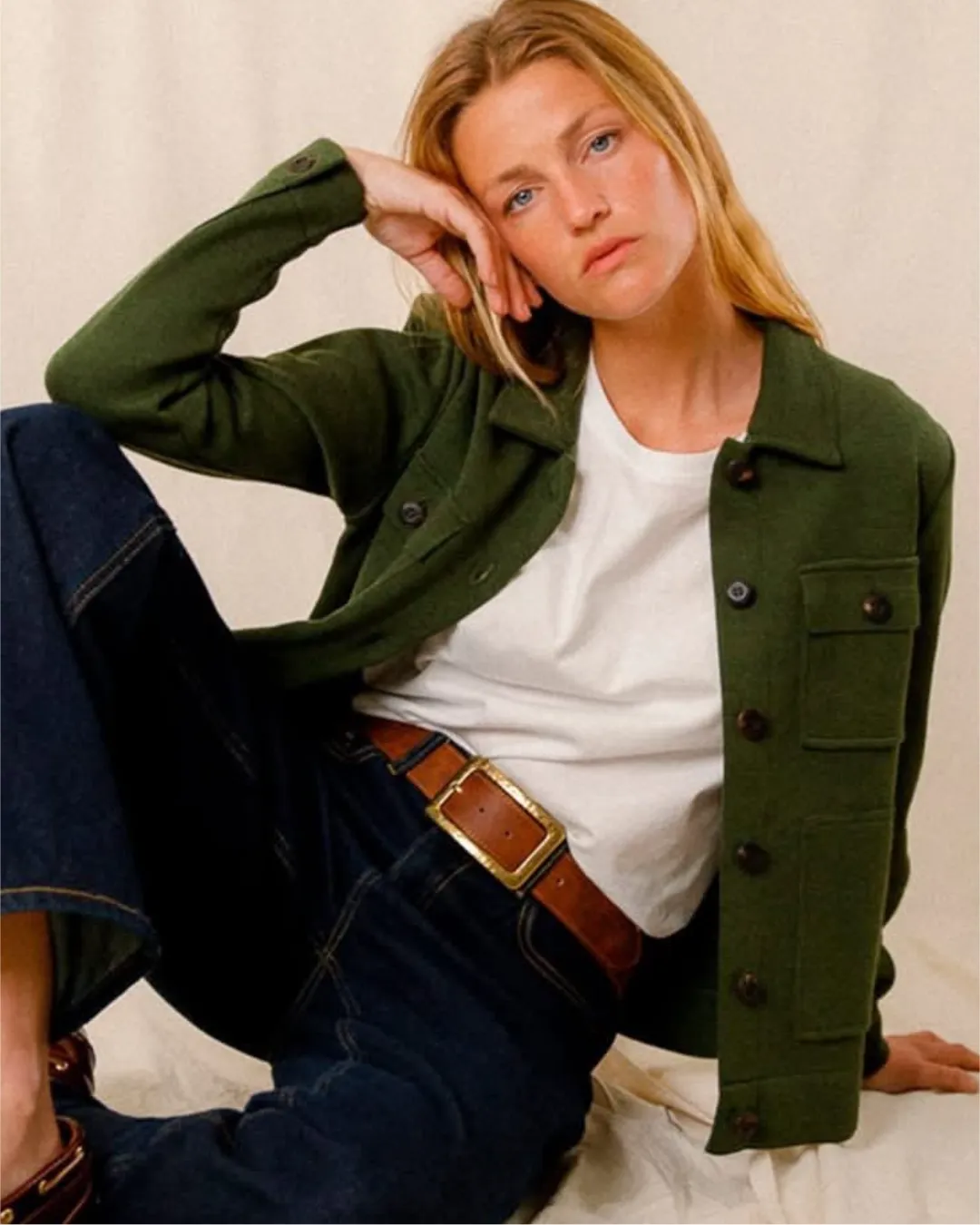 Veste-chemise en laine – Vert kaki – veste, vue 4