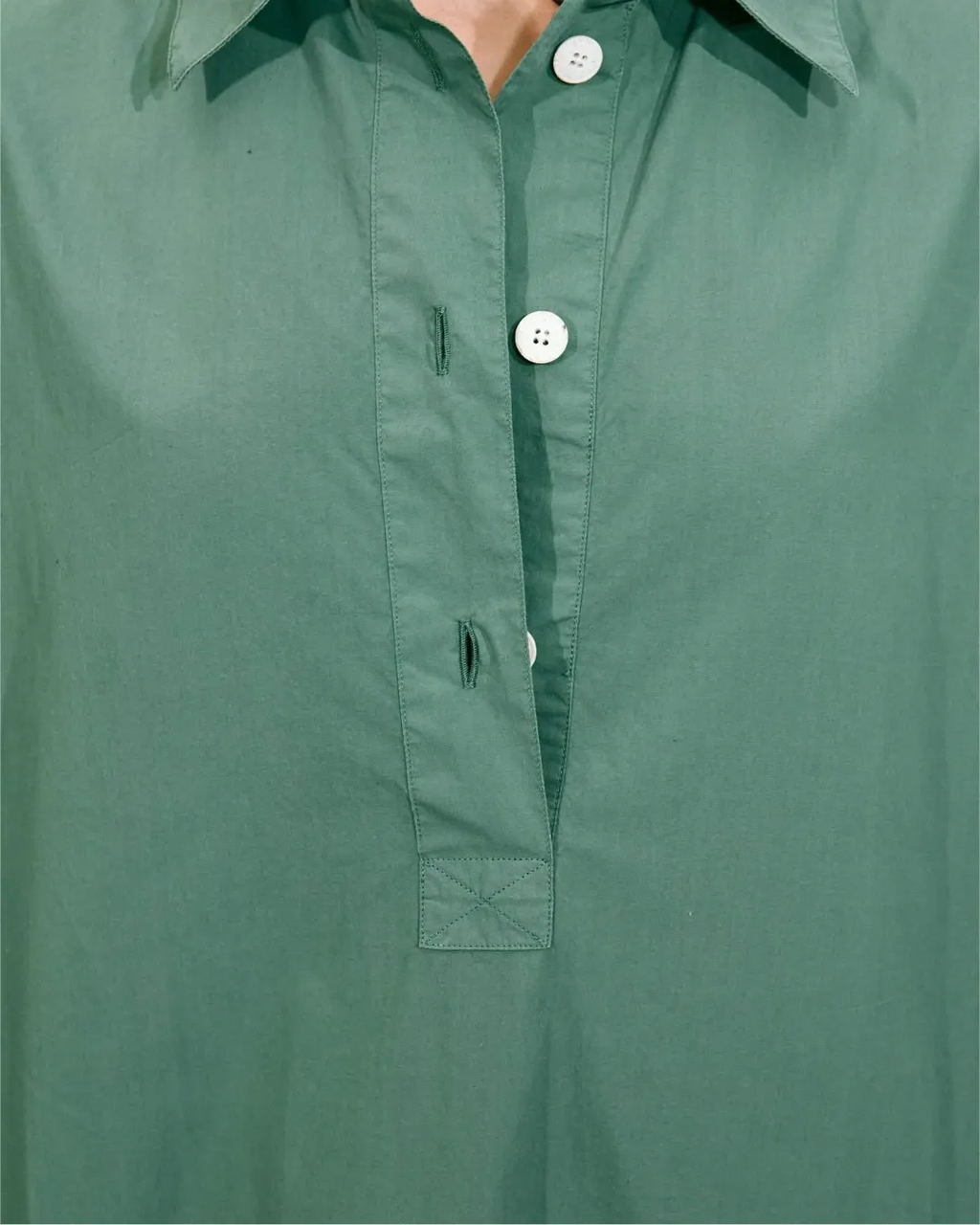 Robe-chemise en popeline – Vert – robe, vue 4