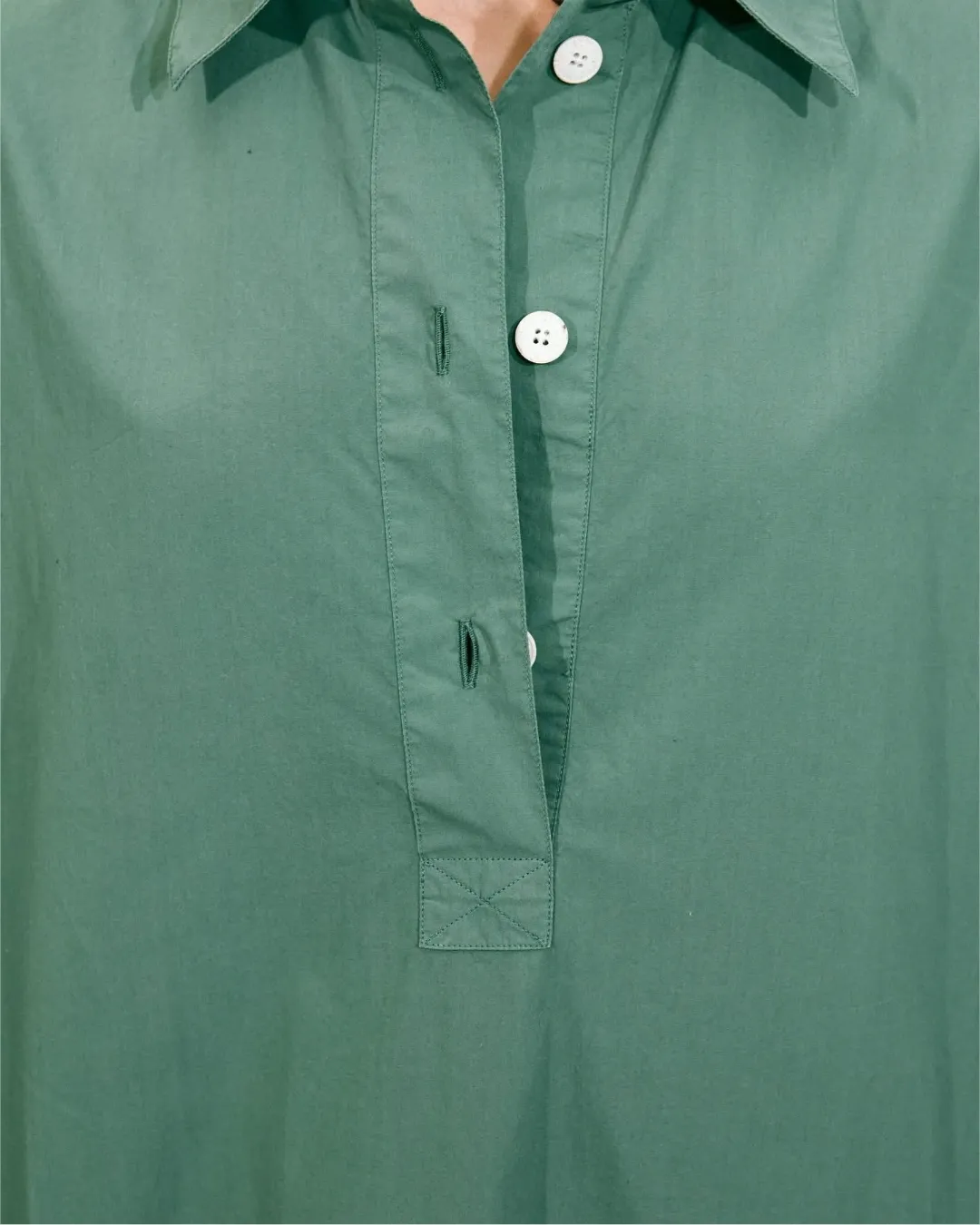 Robe-chemise en popeline – Vert – robe, vue 4