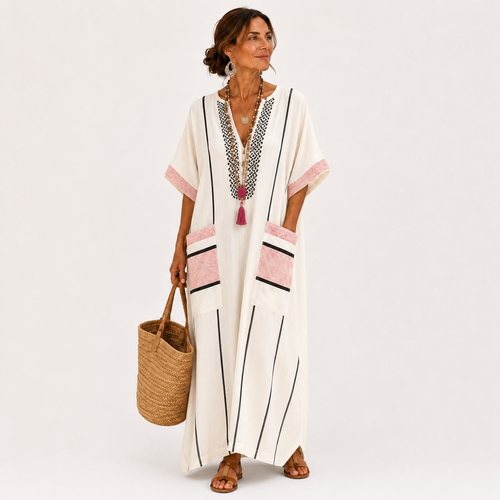 Caftan Adara – écru rayé