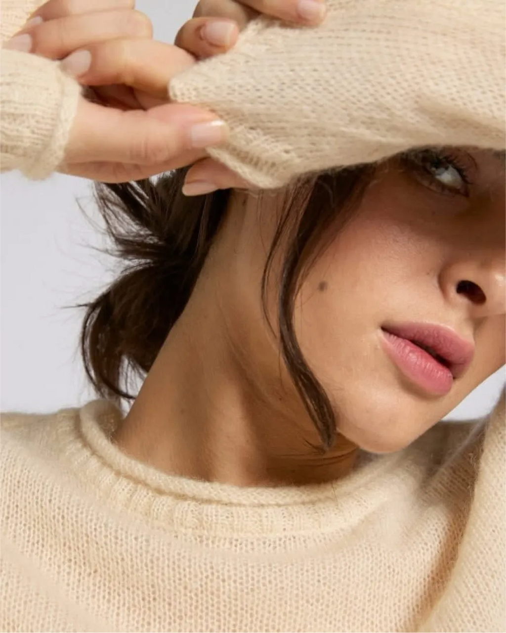 Pull fin col rond – Écru – pull, vue 3