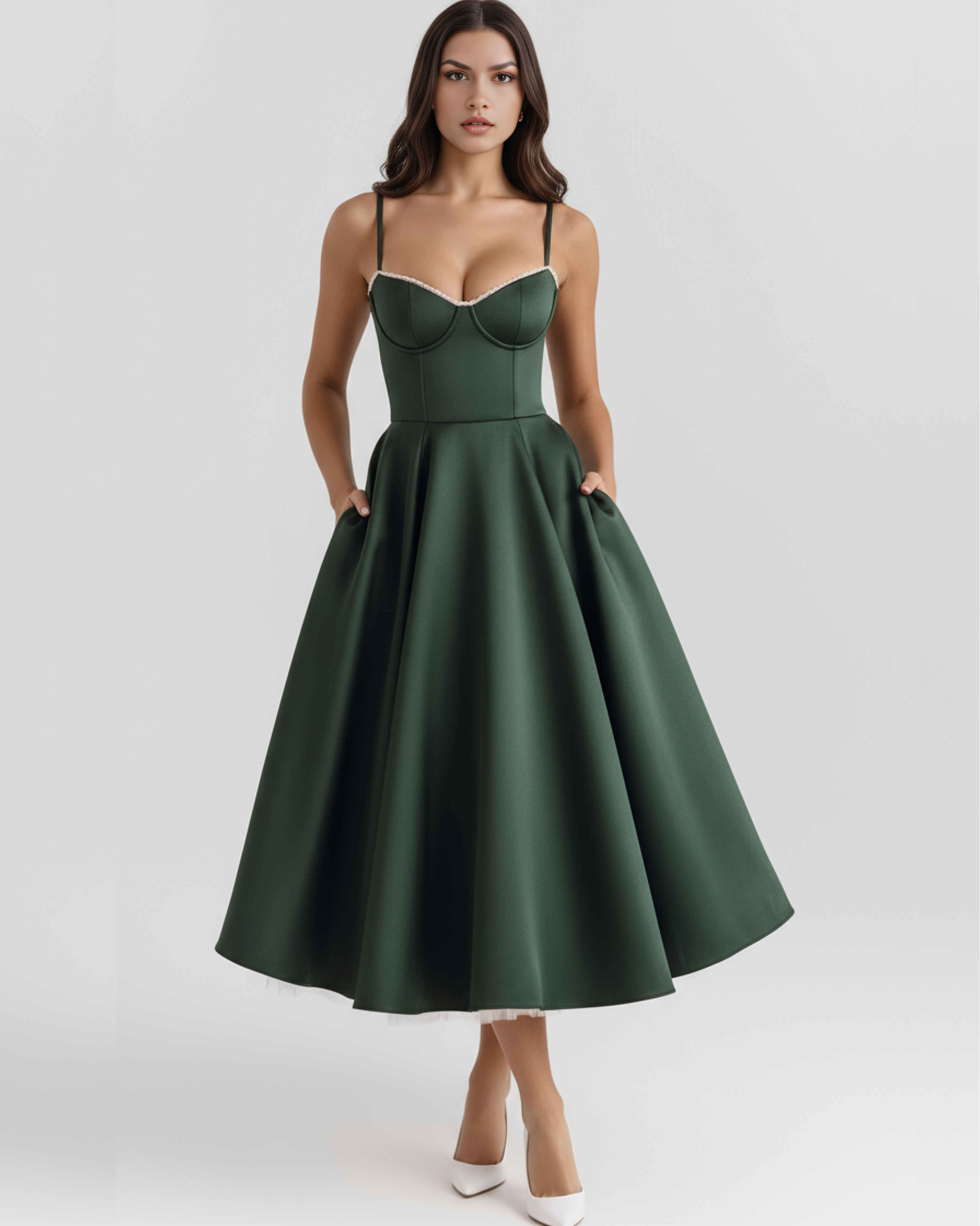Robe Selene – Vert foncé – robe, vue 3