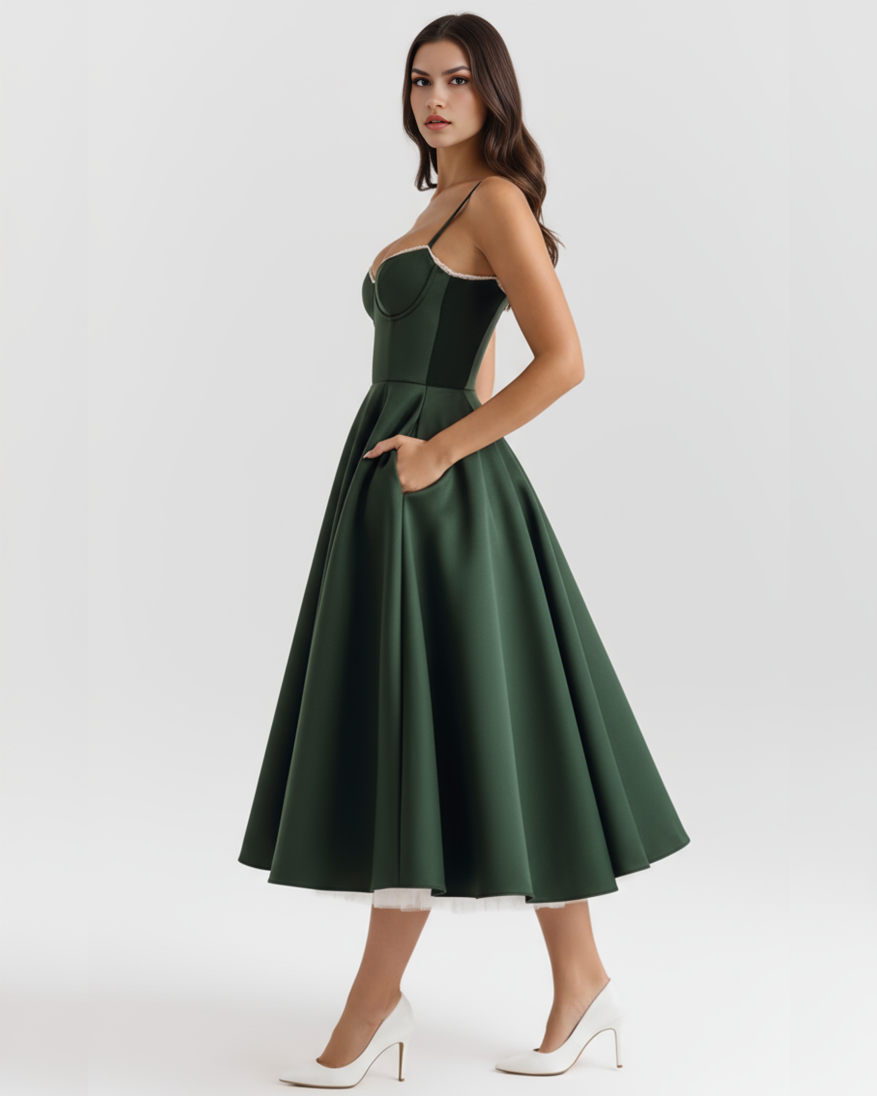 Robe Selene – Vert foncé – robe, vue 4