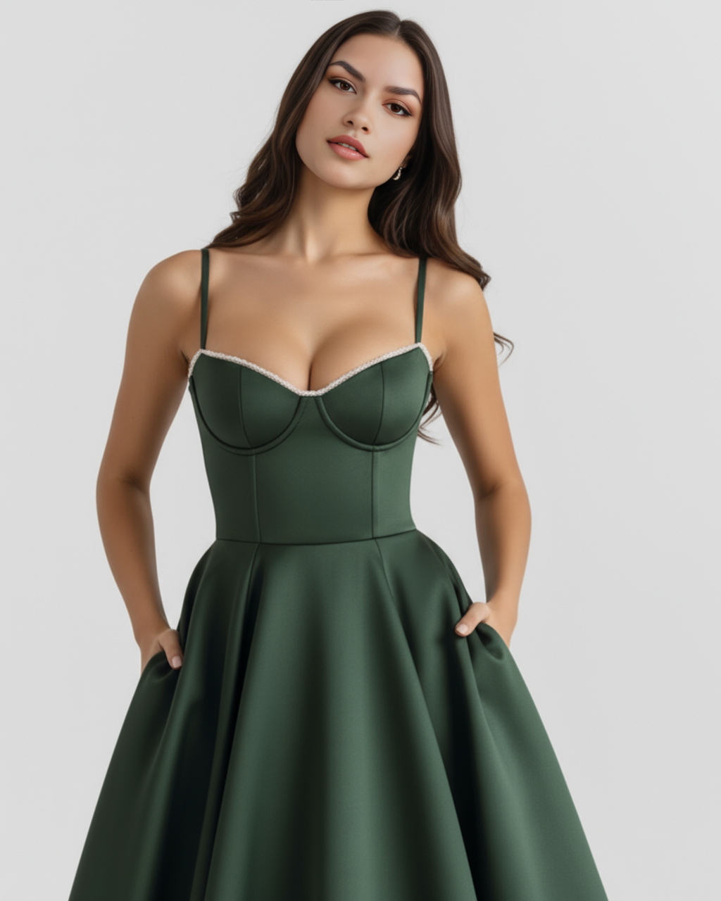 Robe Selene – Vert foncé – robe, vue 5
