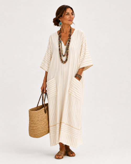 Caftan Farah – beige rayé