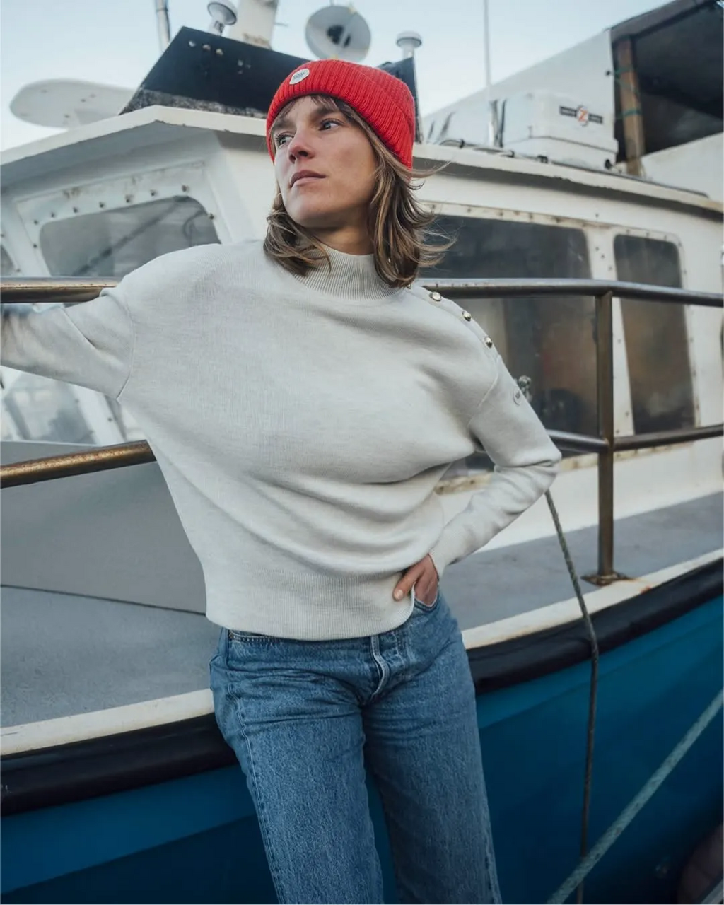 Pull col cheminée – Gris perle