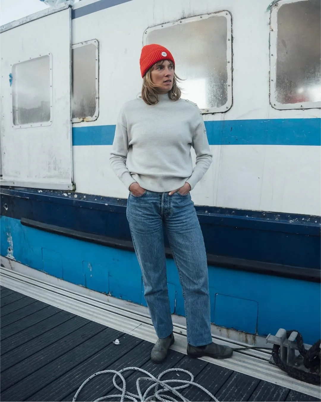 Pull col cheminée – Gris perle – pull, vue 2