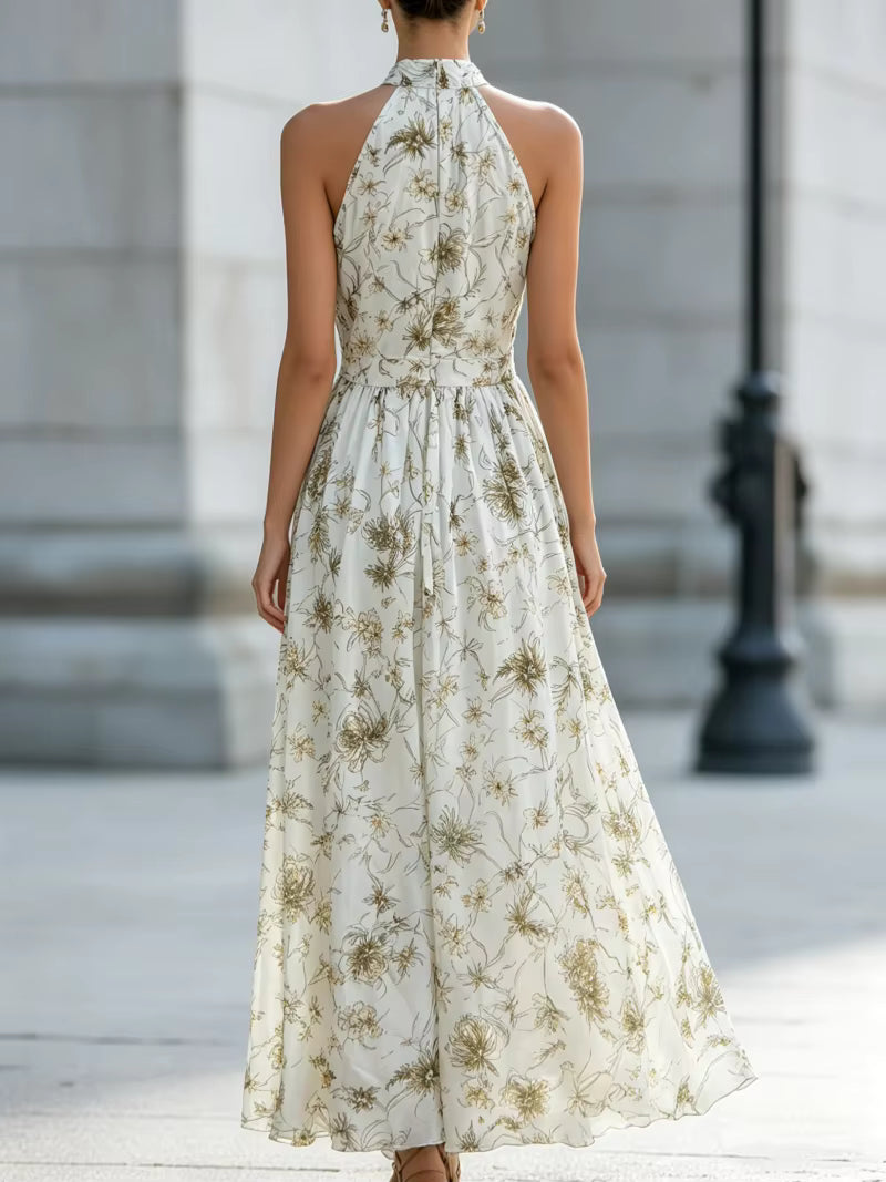 Robe longue en chiffon floral – col américain – robe, vue 9