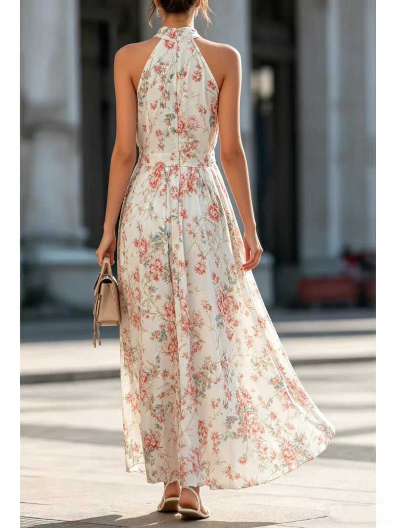 Robe longue en chiffon floral – col américain – robe, vue 4