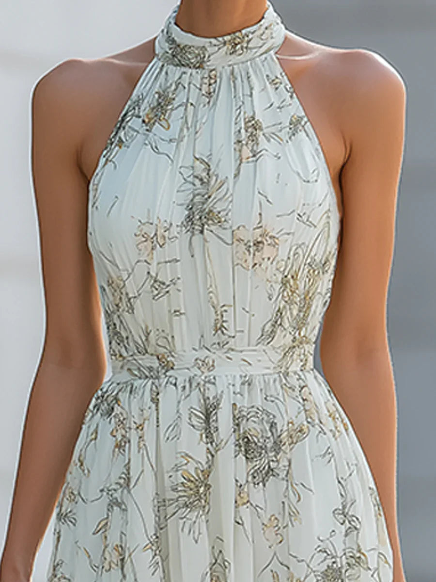 Robe longue en chiffon floral – col américain – robe, vue 10