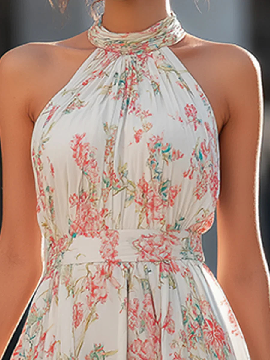 Robe longue en chiffon floral – col américain – robe, vue 5