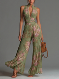 Combinaison florale sans manches – col V