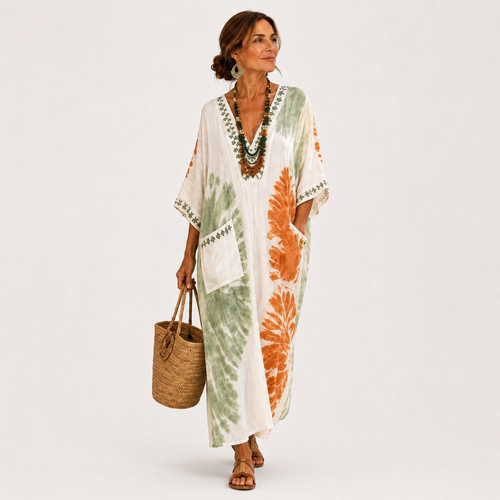 Caftan Maria – tie-dye vert